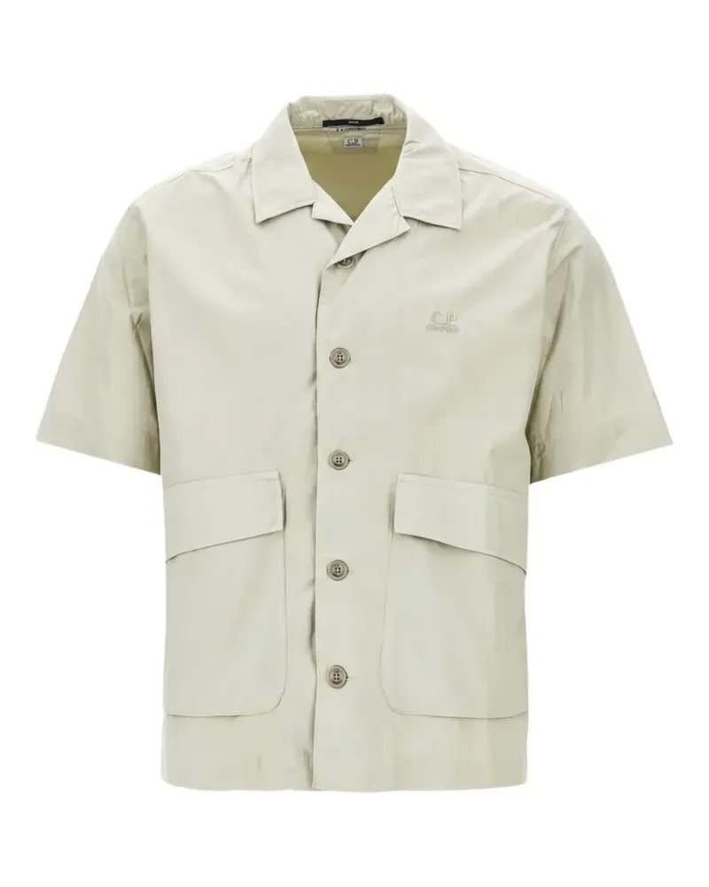 C.P. Company logo-embroidered flap-pocket shirt - Nude Nude