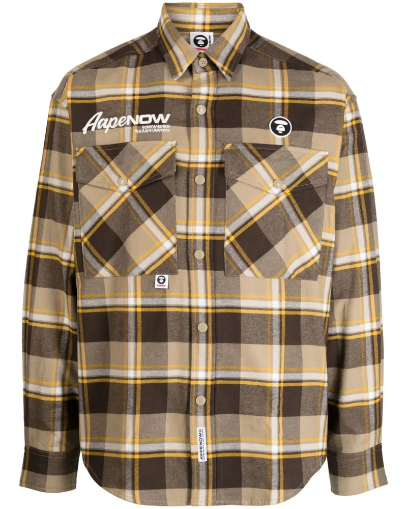 BAPE Hemd mit Logo-Patch - Braun Braun