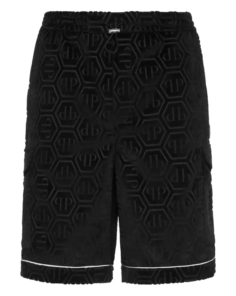 Philipp Plein Shorts mit Monogrammmuster - Schwarz Schwarz