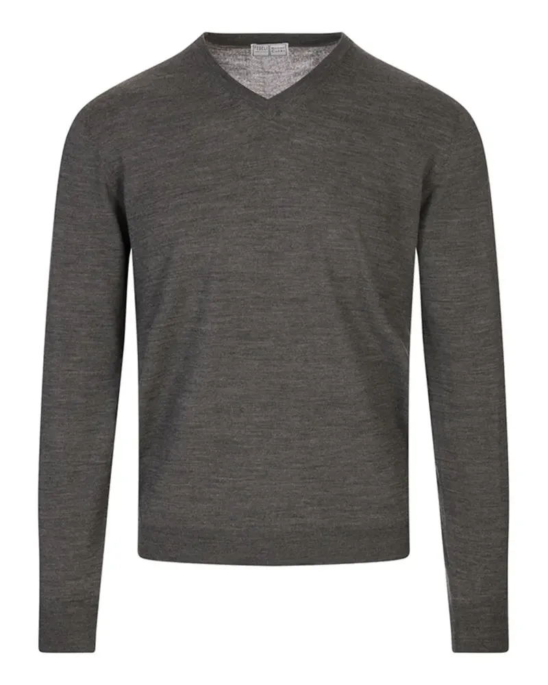 Fedeli V-neck wool sweater - Grau Grau