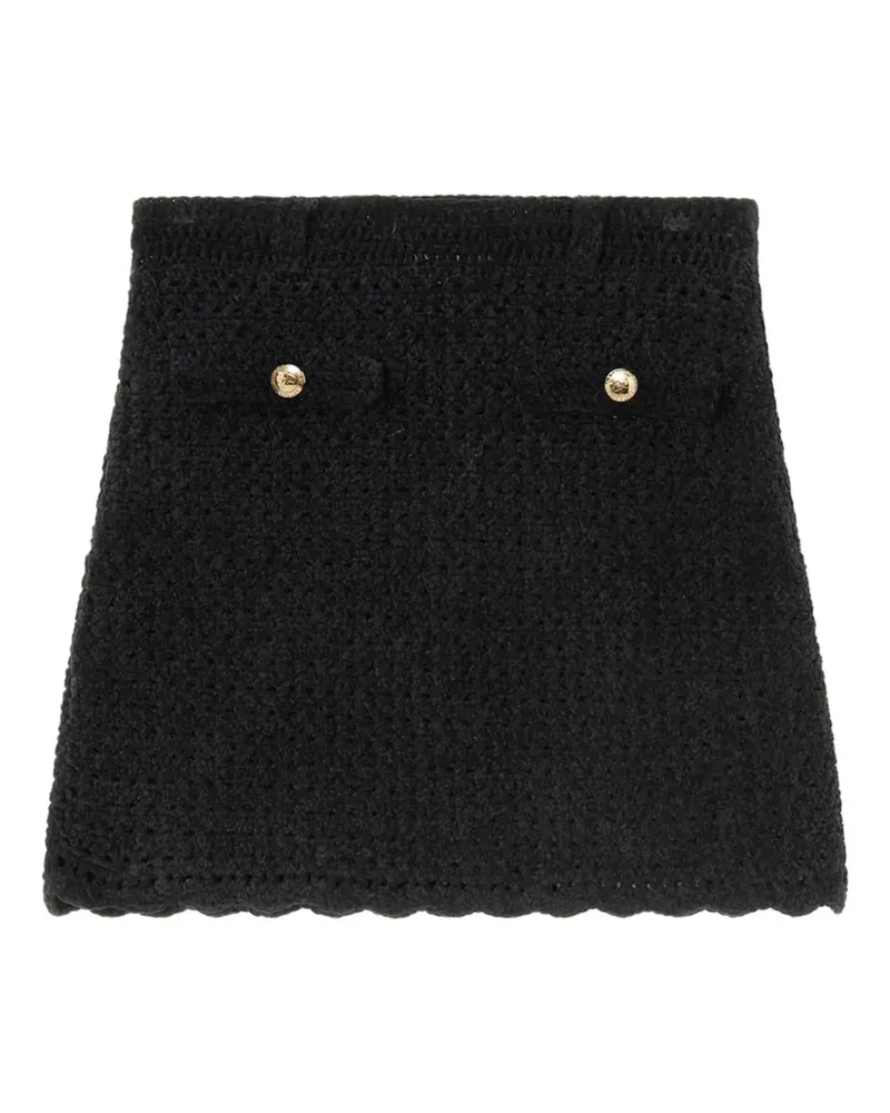 Ganni Strukturierter Minirock mit Knöpfen - Schwarz Schwarz