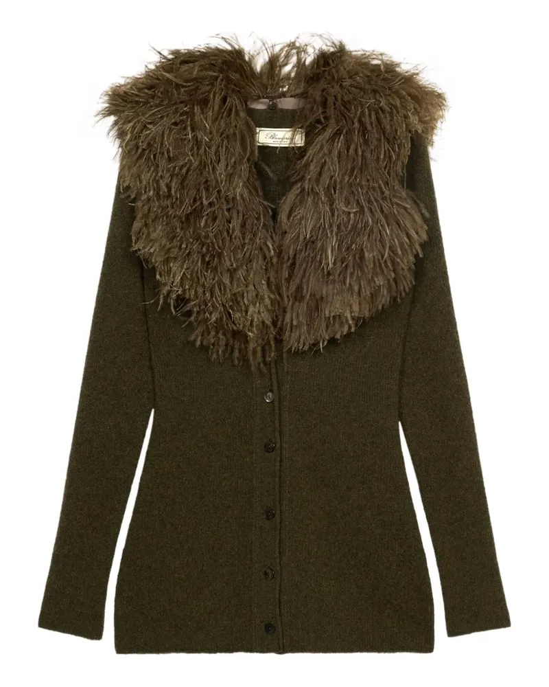 Blumarine Cardigan mit Federn - Grün Grün