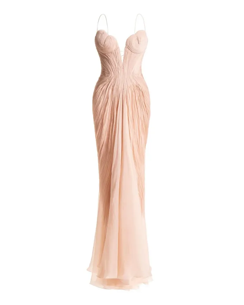 Maria Lucia Hohan Cecilia heart neckline draped dress - Nude Nude