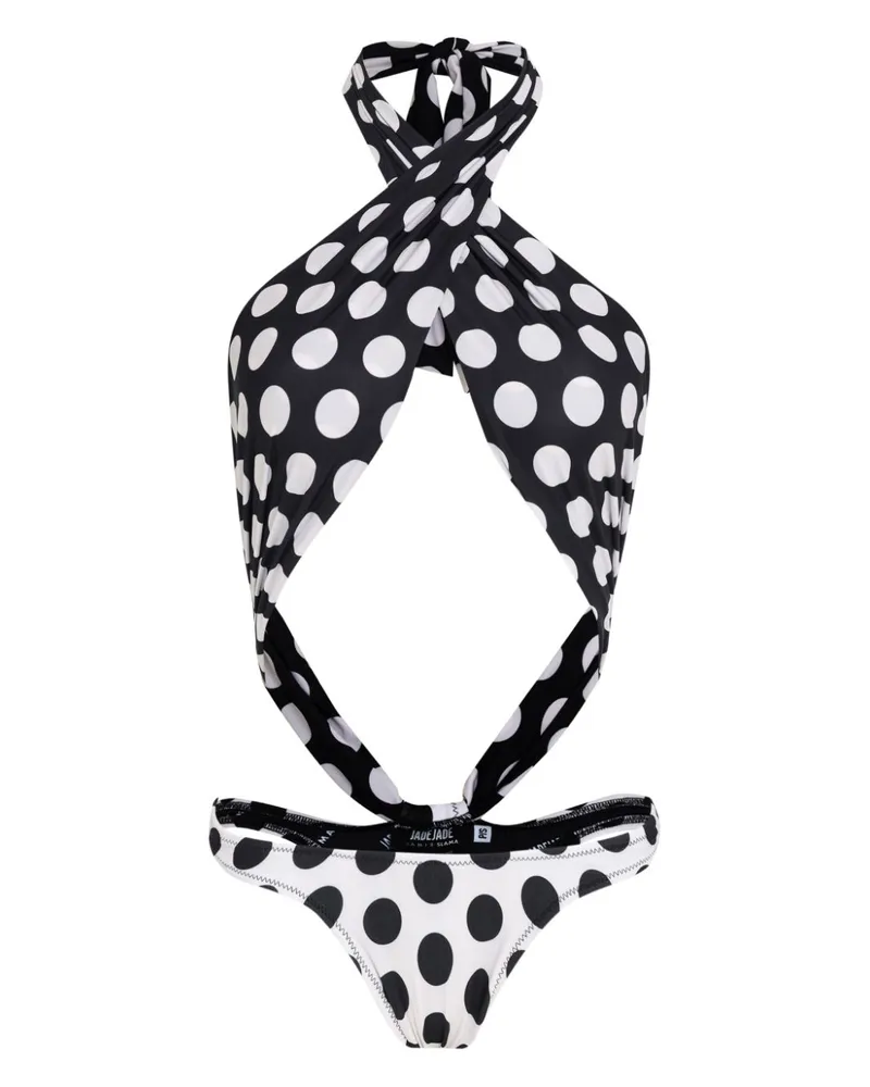 Amir Slama Badeanzug mit Polka Dots - Schwarz Schwarz