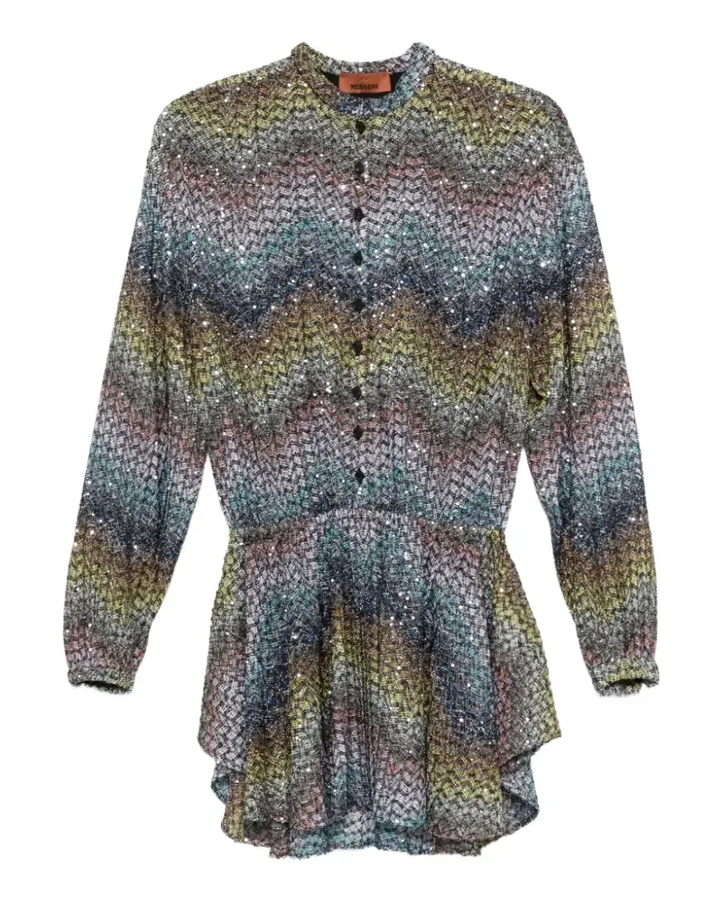 Missoni Pailletten-Minikleid mit Zickzackmuster - Blau Blau