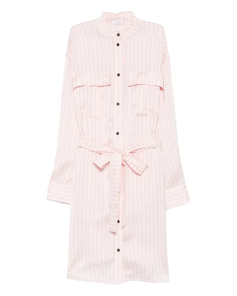 Ferragamo Gestreiftes Hemdkleid mit Gürtel - Rosa Rosa