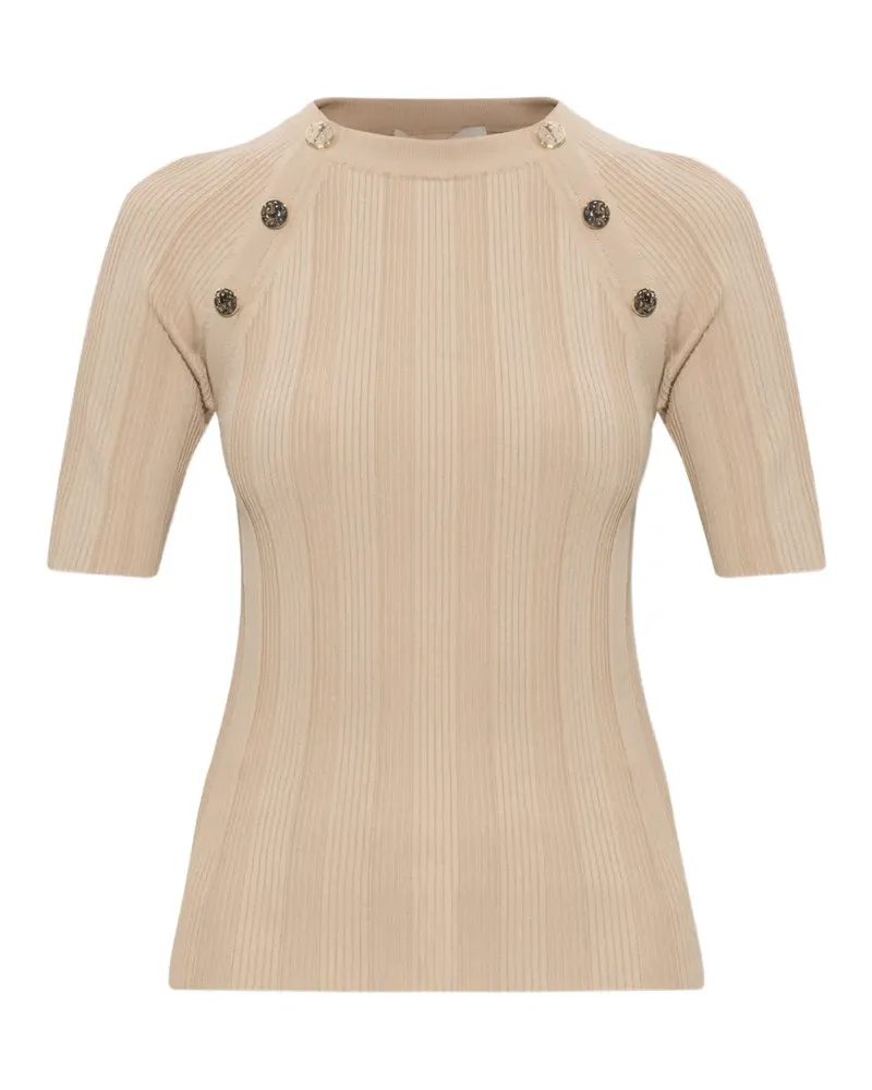 SPORTMAX Geripptes Radura T-Shirt mit Knopfdetail - Nude Nude