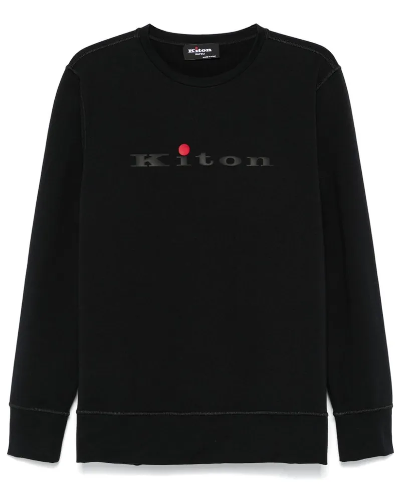 Kiton Sweatshirt mit gummiertem Logo - Schwarz Schwarz
