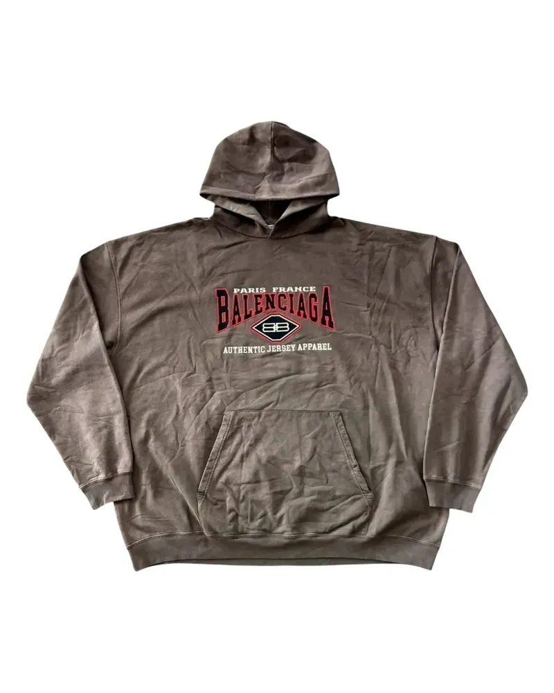 Balenciaga embroidered logo hoodie - Braun Braun