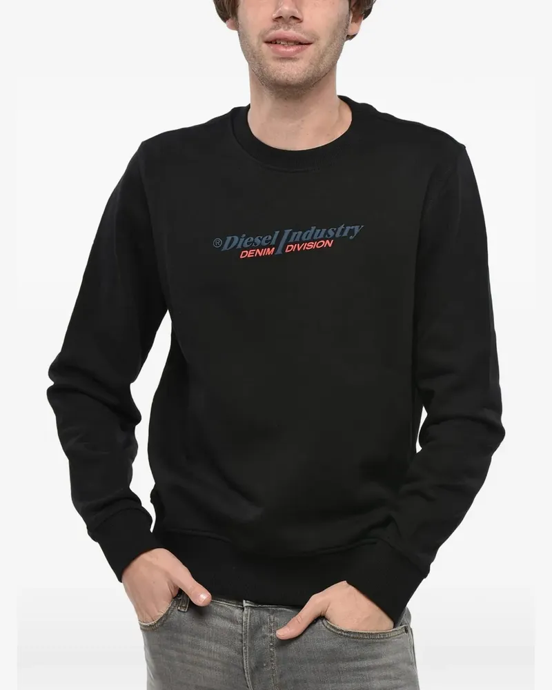 Diesel Industry logo-print crew-neck cotton sweatshirt - Schwarz Schwarz
