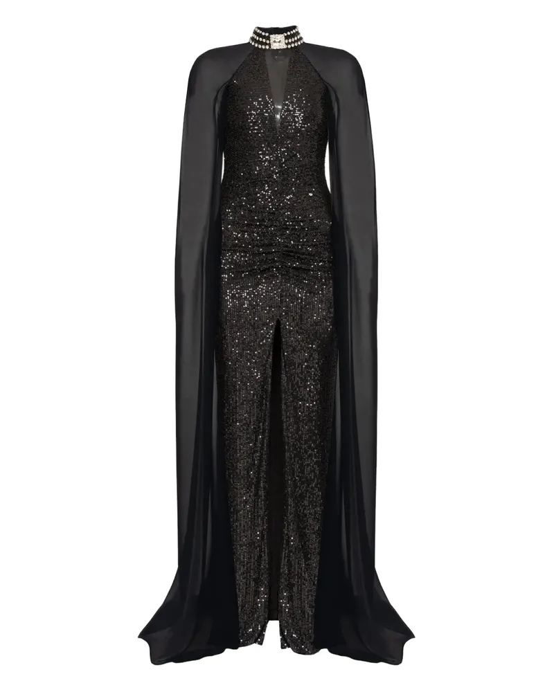 NISSA Cape-Abendkleid mit Pailletten - Schwarz Schwarz