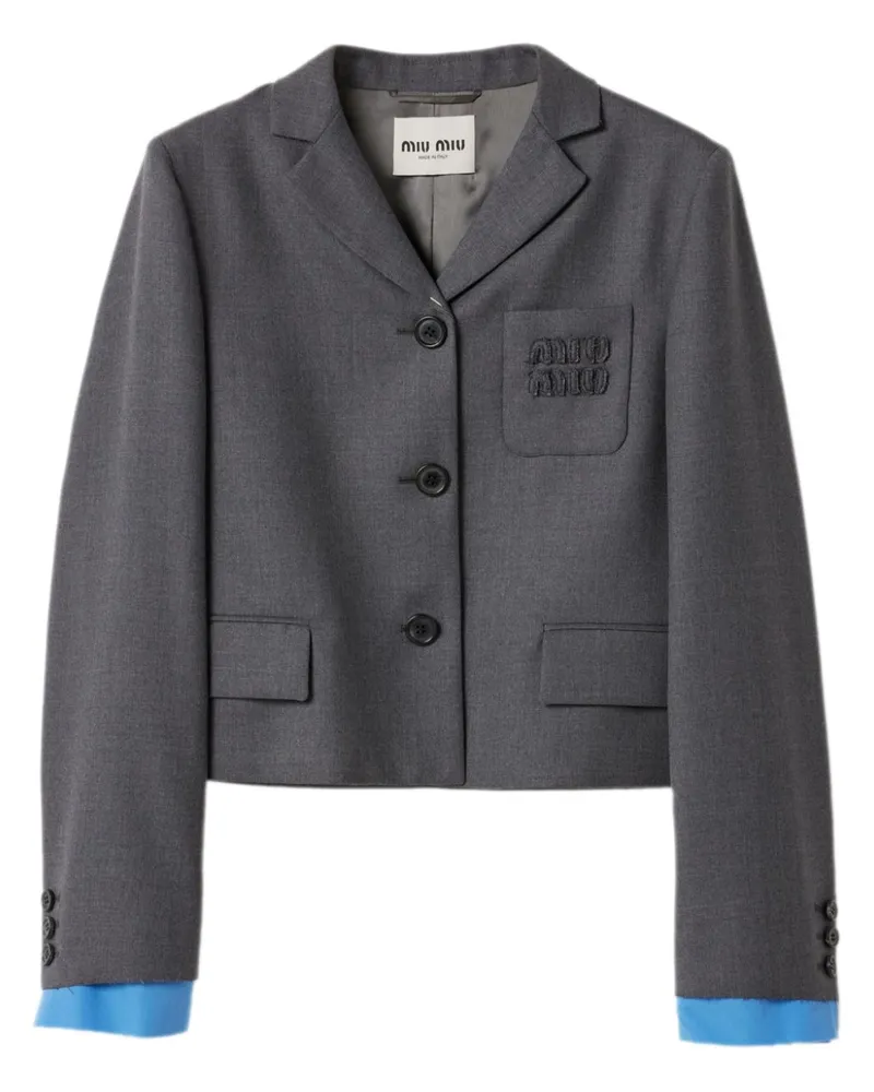 Miu Miu Einreihiger Cropped-Blazer - Grau Grau