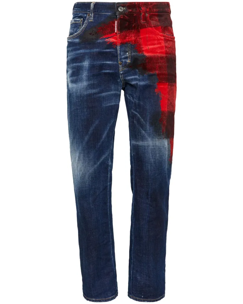 Dsquared2 Jeans mit karierten Einsätzen - Blau Blau