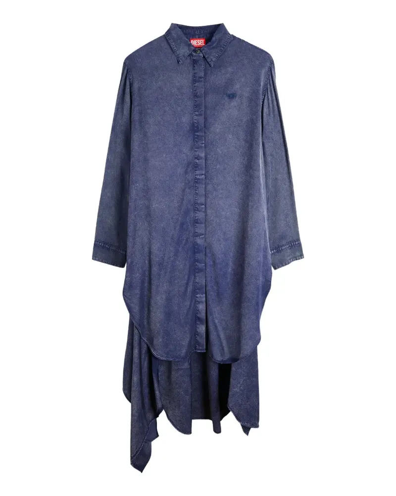 Diesel Midi-Hemdkleid aus Viskose mit Denim-Effekt - Blau Blau
