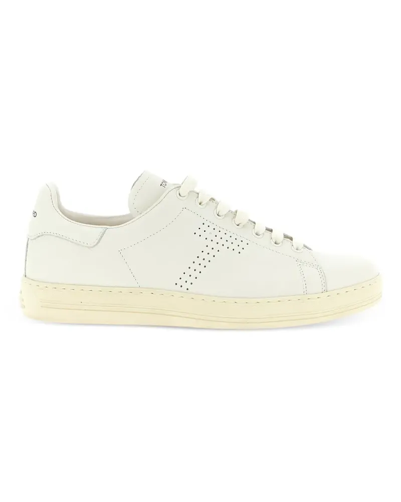 Tom Ford perforated-logo leather sneakers - Weiß Weiß