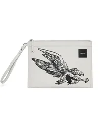 Lanvin Clutch mit Adler-Print Weiß