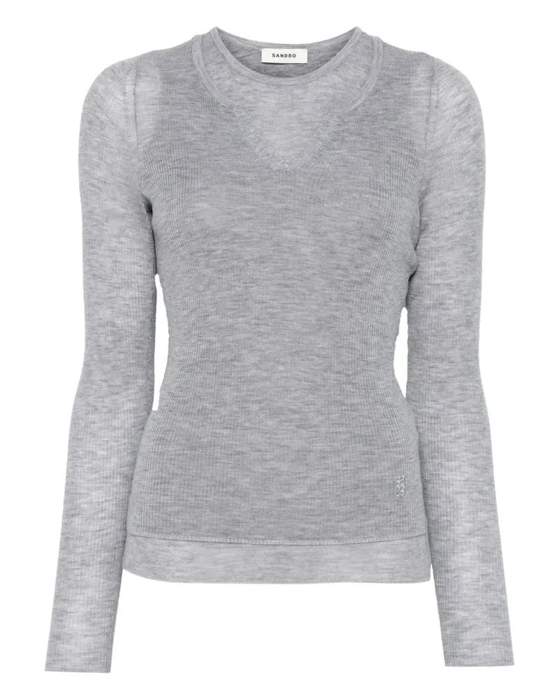 Sandro Klassischer Pullover - Grau Grau
