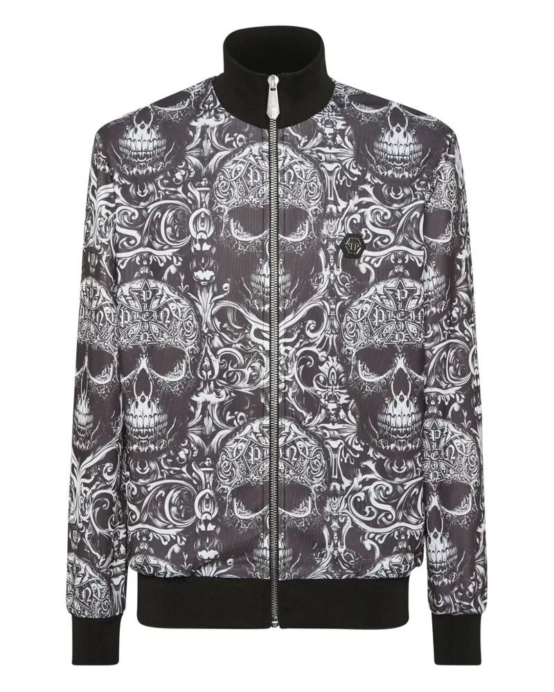 Philipp Plein Jacke mit Totenkopf-Tattoo-Print - Schwarz Schwarz