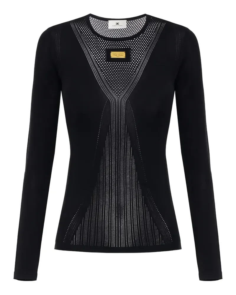 Elisabetta Franchi open-knit T-shirt - Schwarz Schwarz
