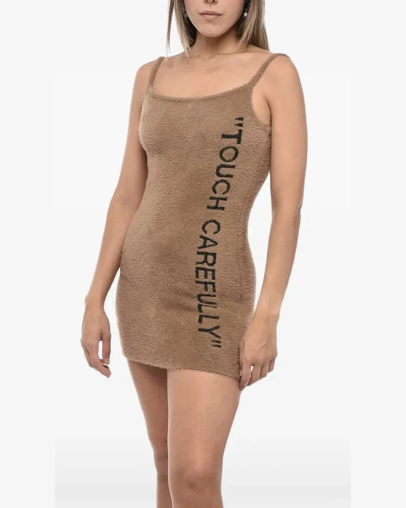 OFF-WHITE fuzzy embroidered dress - Braun Braun