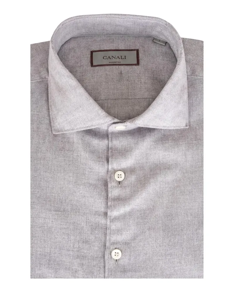 Canali Hemd mit Fischgrätenmuster - Grau Grau