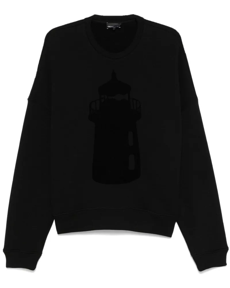 Emporio Armani Sweatshirt mit beflocktem Motiv - Schwarz Schwarz