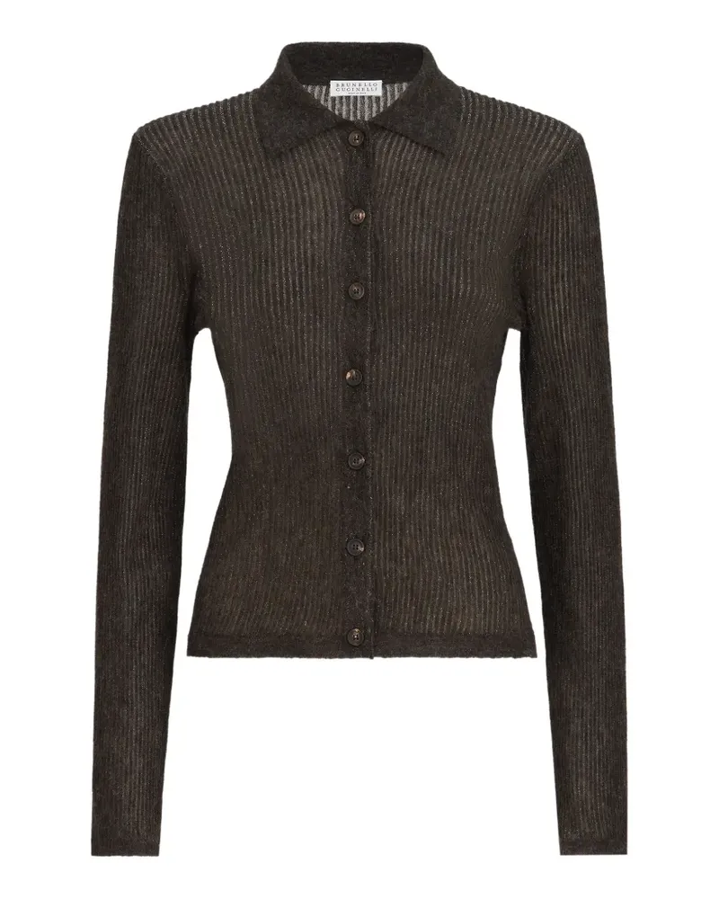 Brunello Cucinelli Cardigan aus funkelndem Seiden-, Alpaka- und Wollstrick - Braun Braun