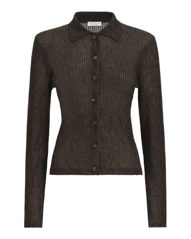 Brunello Cucinelli Cardigan aus funkelndem Seiden-, Alpaka- und Wollstrick - Braun Braun