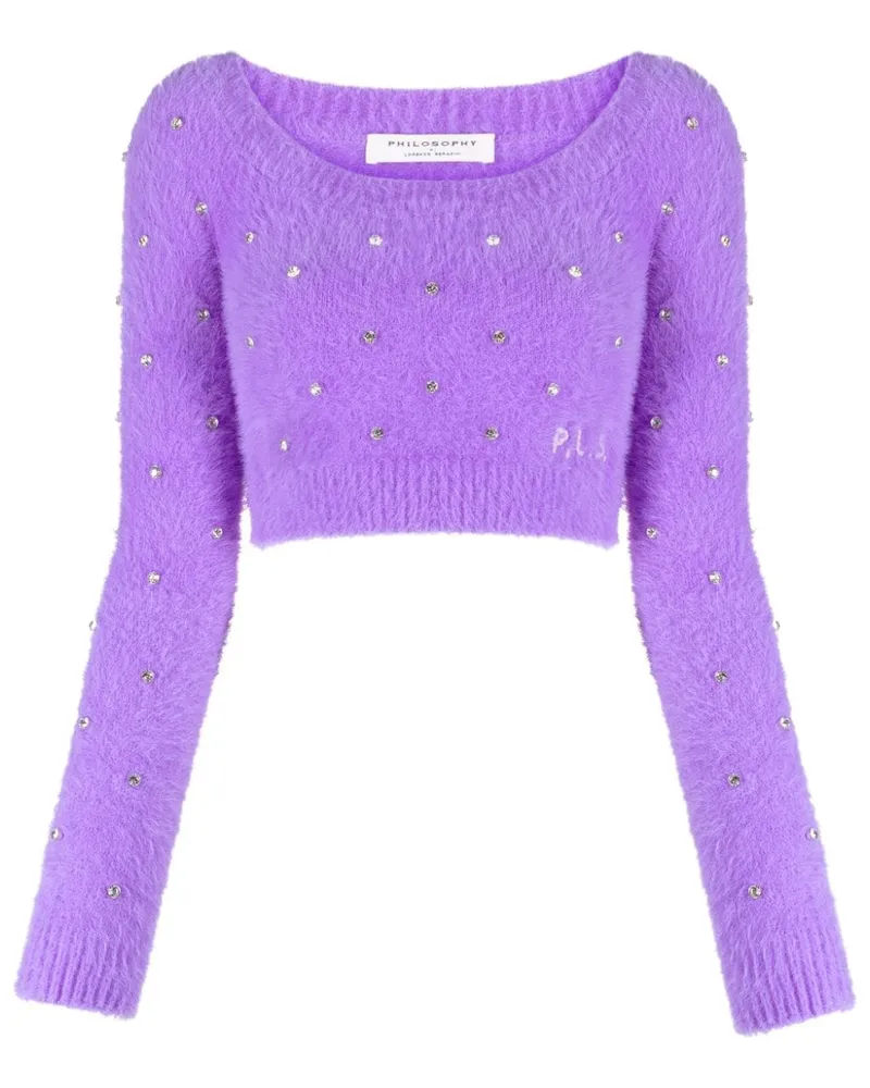 Philosophy Di Lorenzo Serafini Cropped-Pullover mit Kristallen Violett