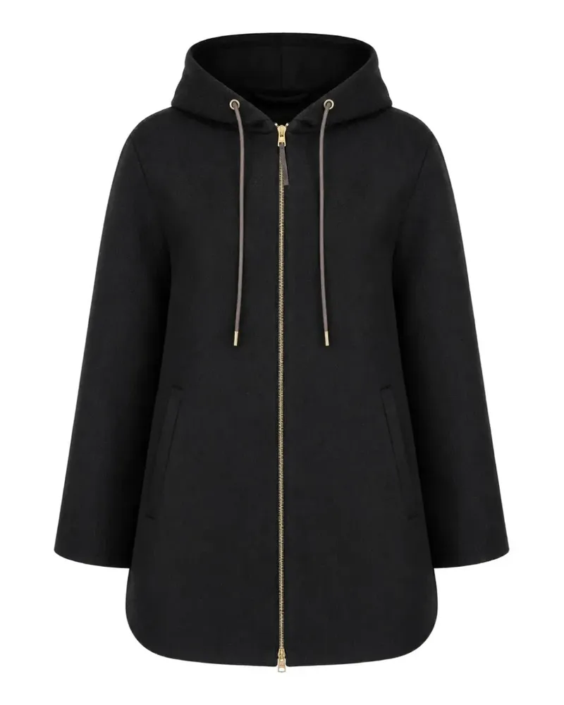 Herno Cocoon Wollmantel mit Kordelzug - Schwarz Schwarz