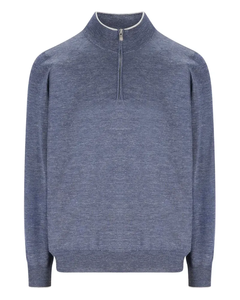 Brunello Cucinelli zip-up high-neck sweater - Blau Blau