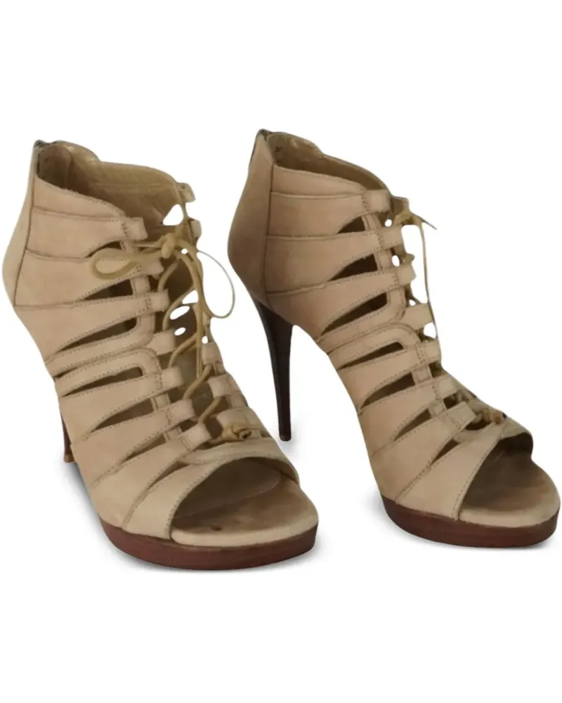 Stuart Weitzman Wildledersandalen mit Schnürung 105mm - Nude Nude