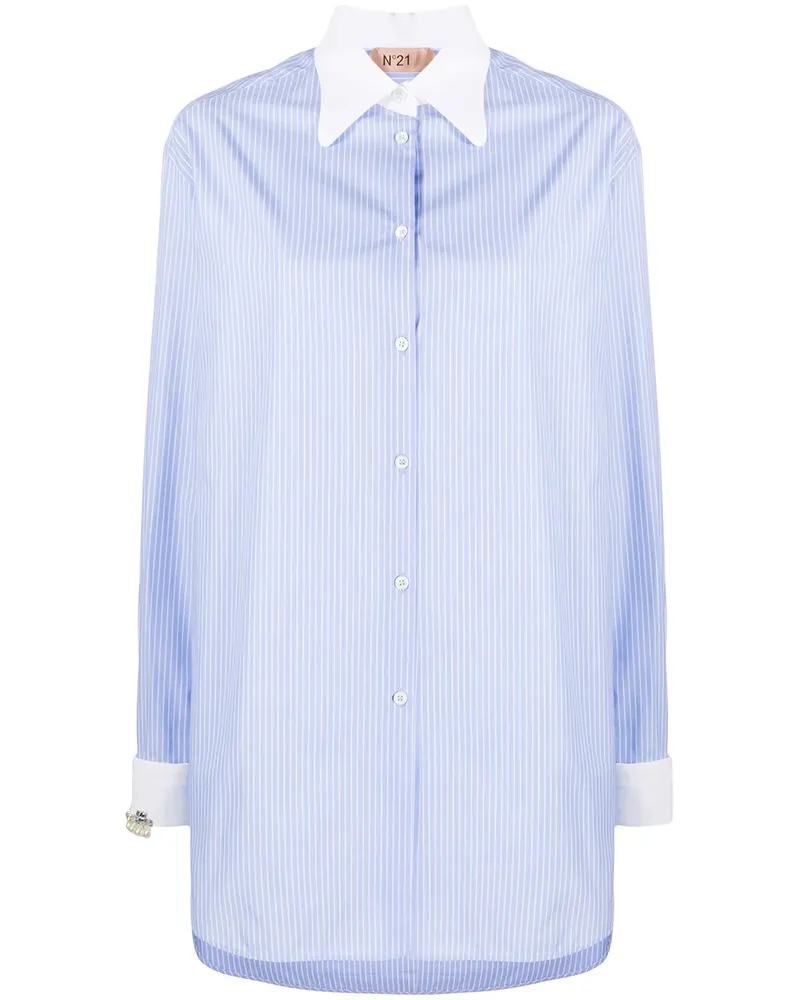 N° 21 Langes Hemd mit Nadelstreifen - Blau Blau