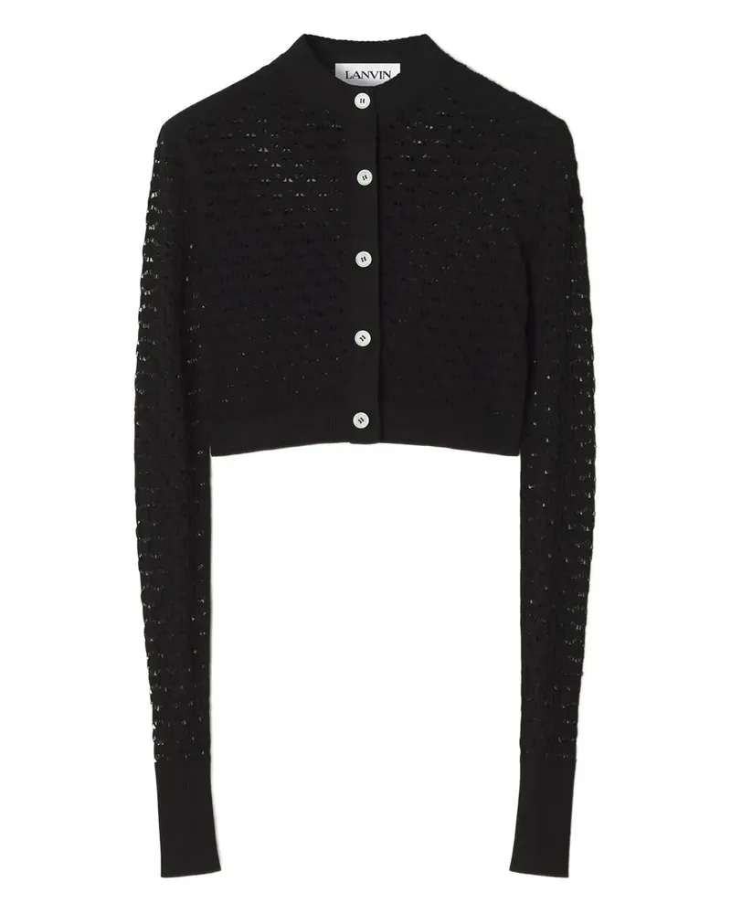 Lanvin Cardigan in Lochstrick - Schwarz Schwarz