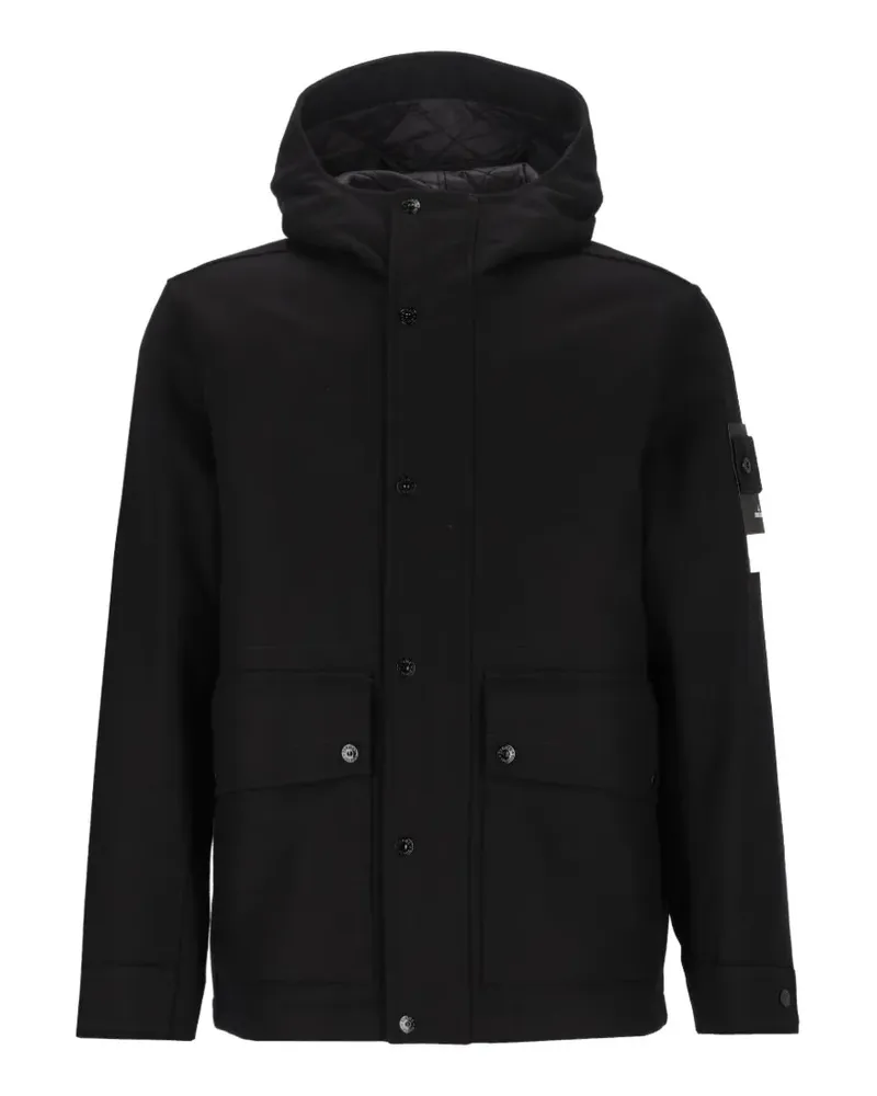 Stone Island 4100018 Flanell_S.I. Ghost Parka aus Wolle und Nylon - Schwarz Schwarz