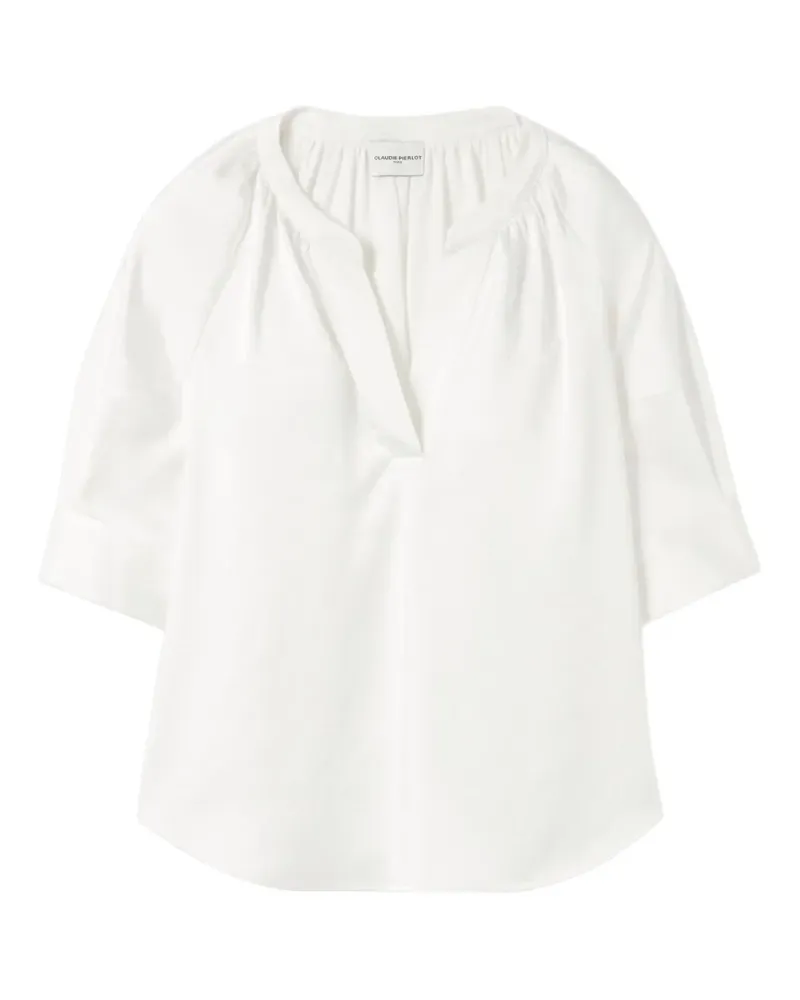 Claudie Pierlot Bluse mit gerafftem Ausschnitt - Weiß Weiß
