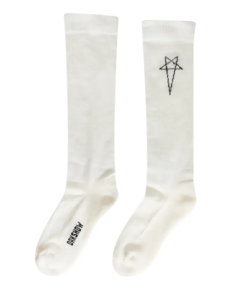 DRKSHDW by Rick Owens Pentagram knee-high socks - Weiß Weiß