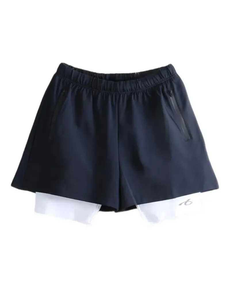 Balenciaga layered-design logo-print shorts - Blau Blau
