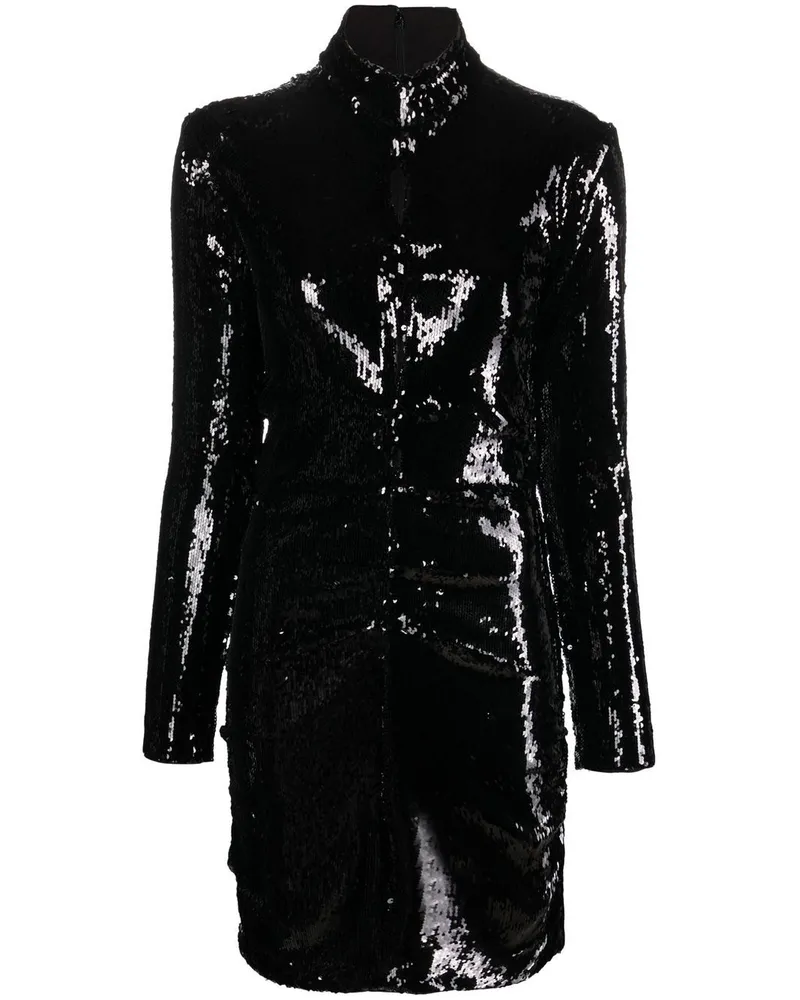 Isabel Marant Langärmeliges Kleid mit Pailletten - Schwarz Schwarz