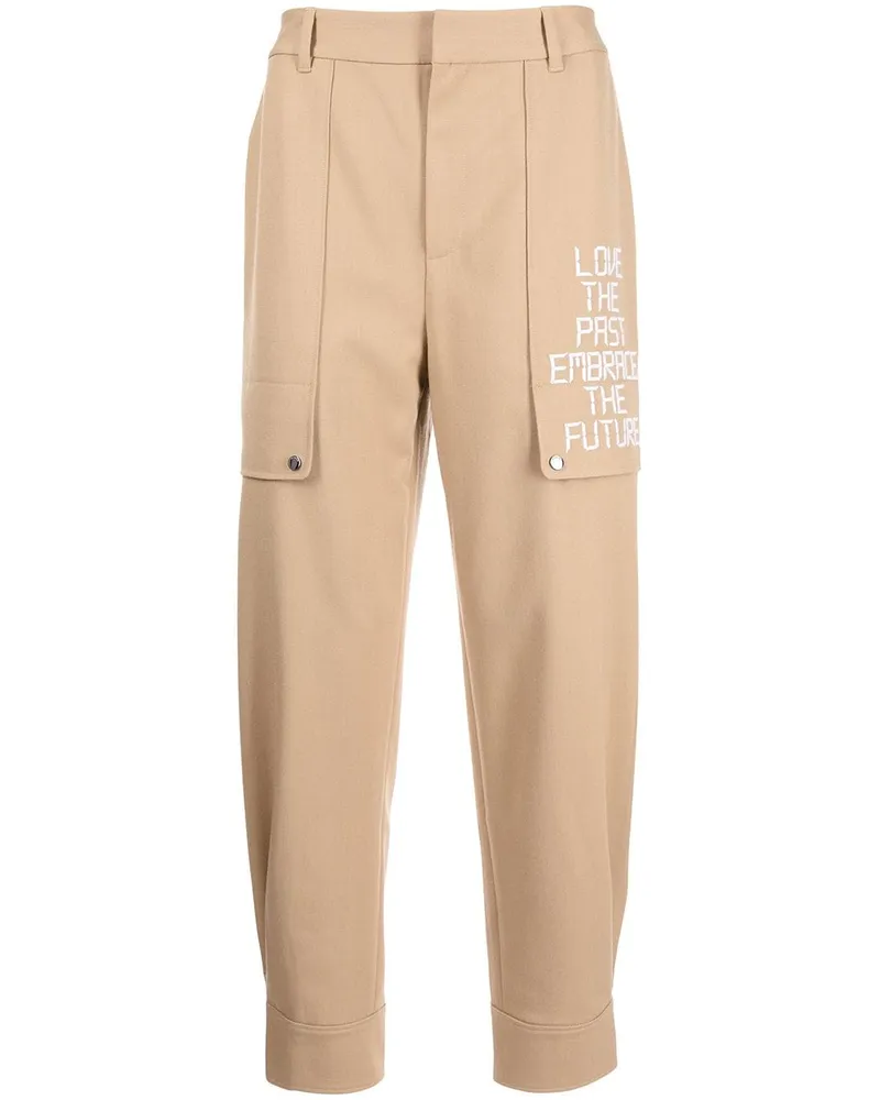 Ports V Tapered-Hose mit Slogan-Stickerei Braun