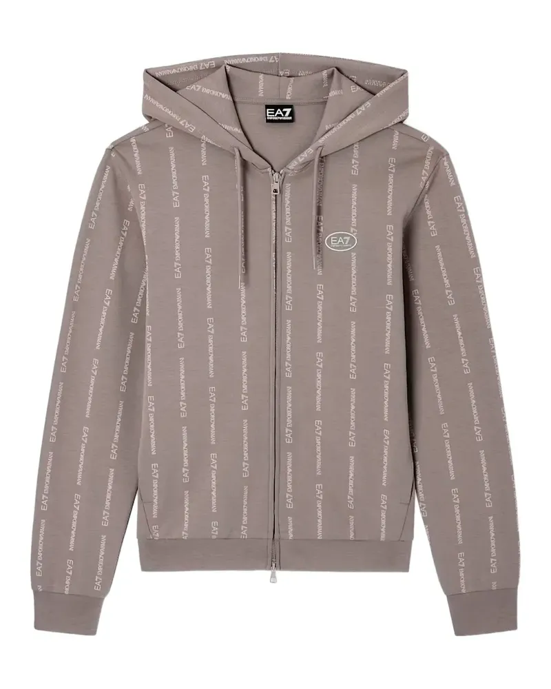EA7 Kapuzenjacke mit Logo-Print - Nude Nude