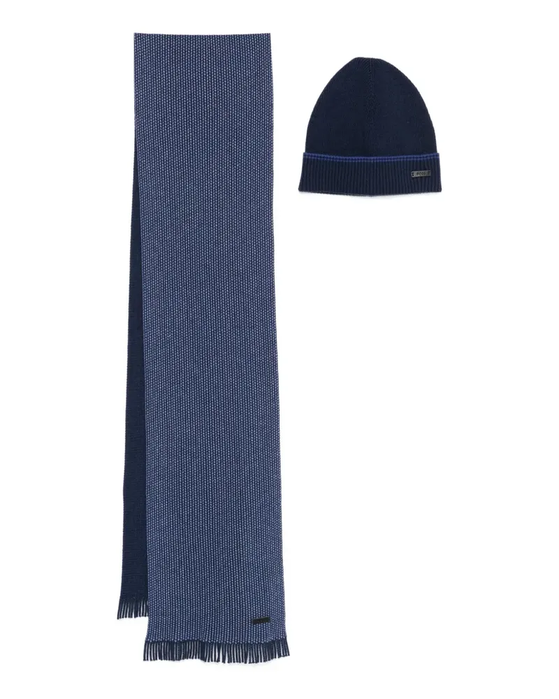 HUGO BOSS Set aus Beanie und Schal - Blau Blau
