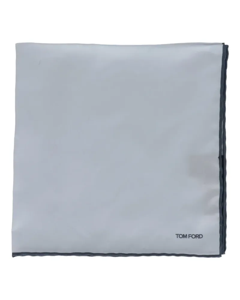 Tom Ford logo-print silk pocket square - Grau Grau