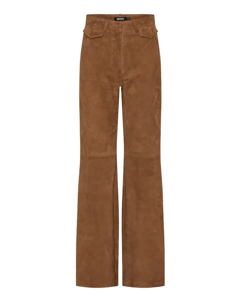 ROTATE Birger Christensen Wildleder-Hose mit hohem Bund - Braun Braun