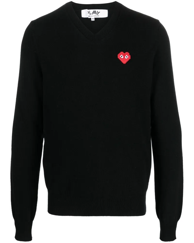 Comme des Garçons Pullover mit V-Ausschnitt Schwarz