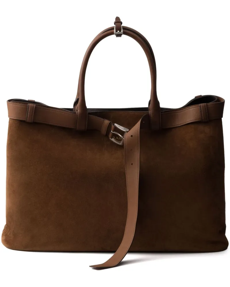 Prada Mittelgroße  Buckle Tote Bag - Braun Braun