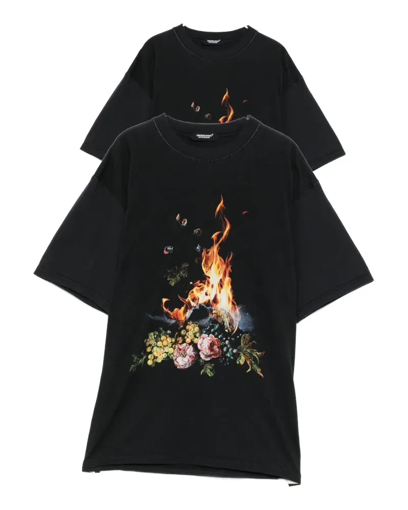 Undercover floral-print crew neck T-shirt - Schwarz Schwarz