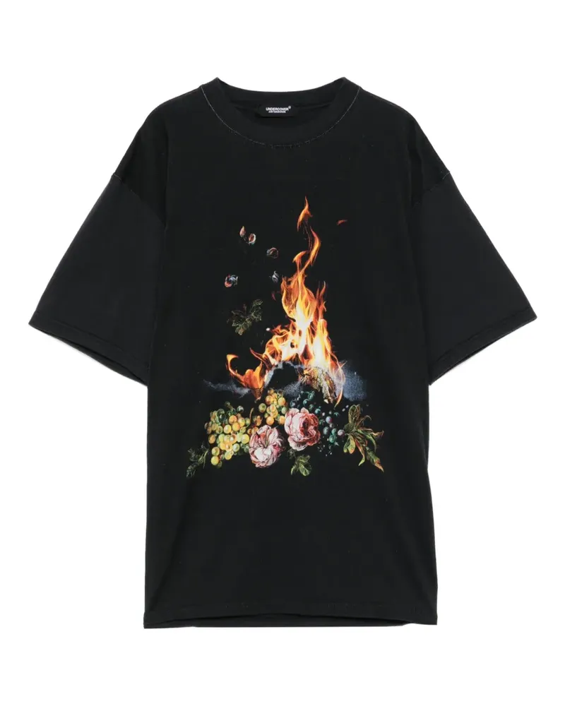 Undercover floral-print crew neck T-shirt - Schwarz Schwarz