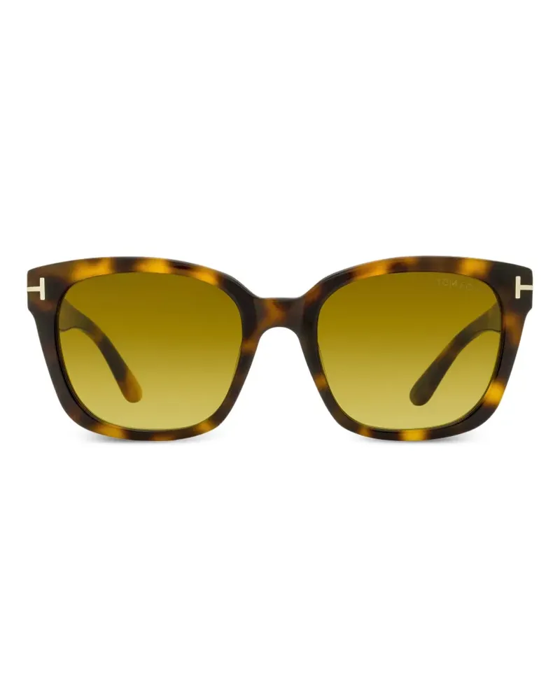 Tom Ford Sonnenbrille mit eckigem Steg - Braun Braun