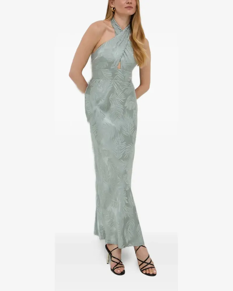 Guess Neckholder-Maxikleid mit Blatt-Print - Grün Grün